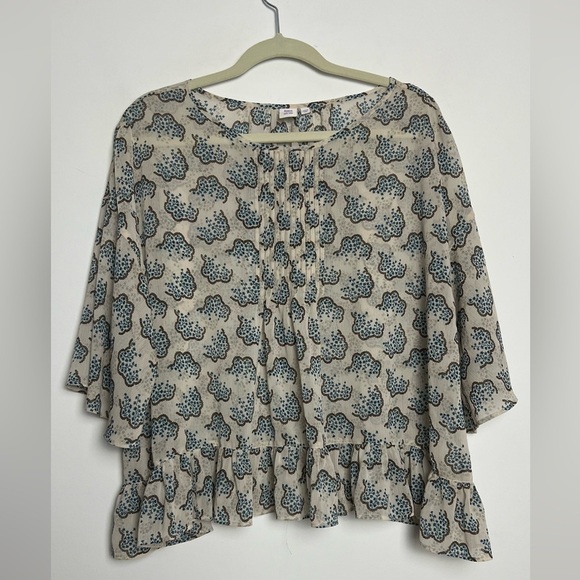 Anna Sui X Uniqlo Chiffon Floral Ruffled Hem Boho Cottagecore Blouse NWOT Sz S - Picture 4 of 12